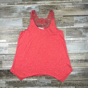 NWT Women's L American Rag tank top blouse red sleeveless lace